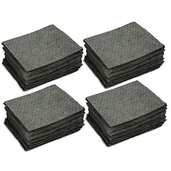 AABACO Environmental Universal Absorbent Pads - Heavy Weight Sheets 100 Per. Bale 15 X 17 Inch Absorbing Oil COOLANTS SOLVENTS and Water Absorbing up to 25 Gallons for Spill Cleanup 400