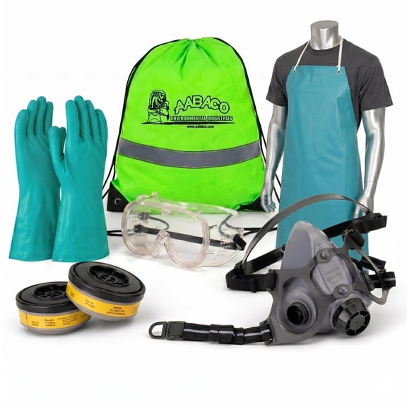 AABACO Pesticide Starter Protection Kit  Full PPE Safety Set for Spraying & Handling  Includes Chemical Resistant Apron, Respirator, Nitrile Gloves, & Safety Goggles