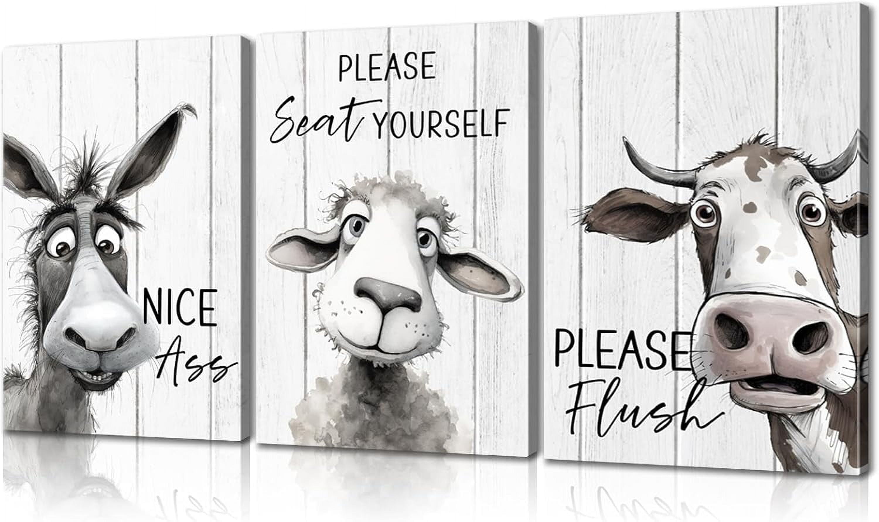 AABERIC 3 Pieces Bathroom Wall Decor Funny Bathroom Wall Art Funny ...