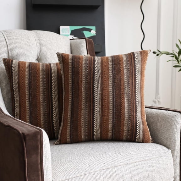 Joqmia Set of 2 Multicolor Boho Striped Throw Pillow Covers Farmhouse Rustic Decorative Pillowcases for Sofa, Couch, Bed, Living Room Home Decor