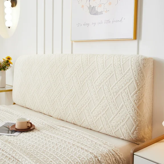 XUELC Jacquard Headboard Slipcover, Stretchable Fabric Headboard Cover for Twin, Full, Queen, King Size Beds, Machine Washable Headboard Protector for Bedroom Decoration