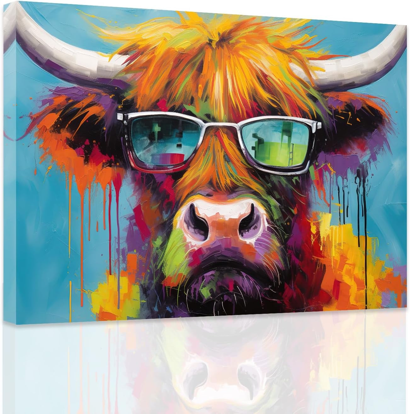 AABERIC Animals with Glasses Wall Art Farm Animal Pictures Abstract Pig ...