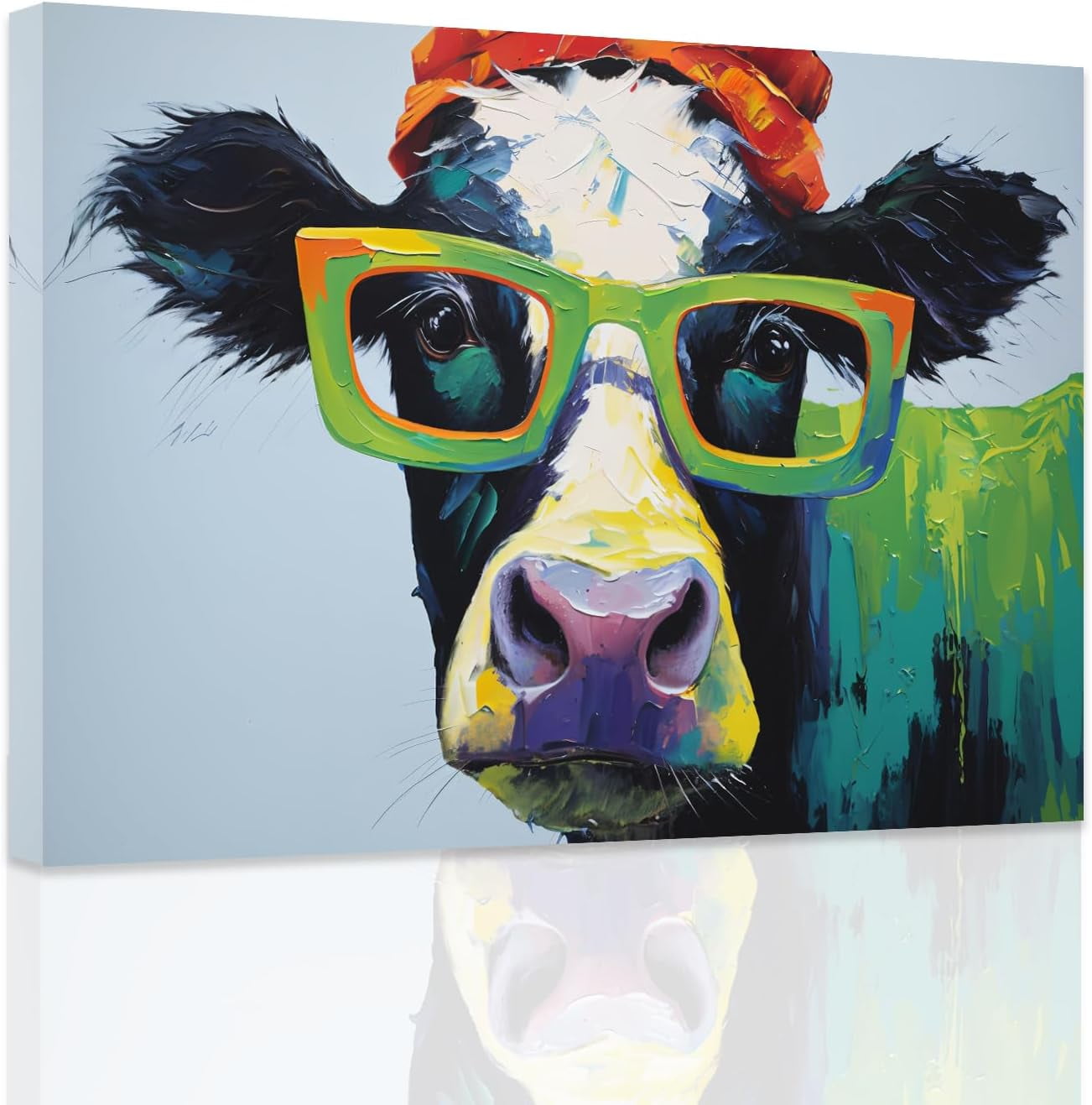 AABERIC Animals with Glasses Wall Art Farm Animal Pictures Abstract Pig ...