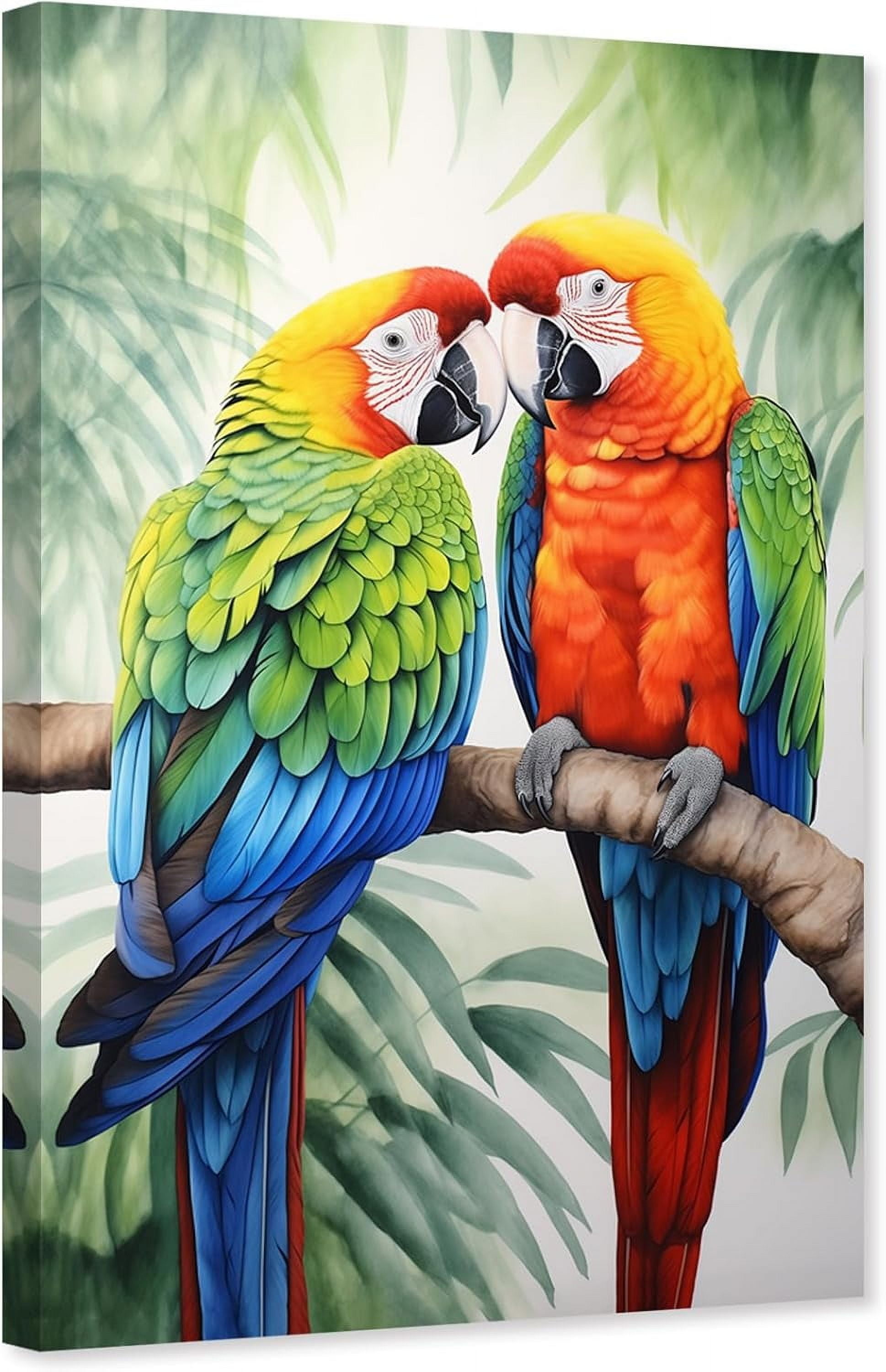 AABERIC Bird Wall Art Colorful Parrot Canvas Tropical Rain Forest ...