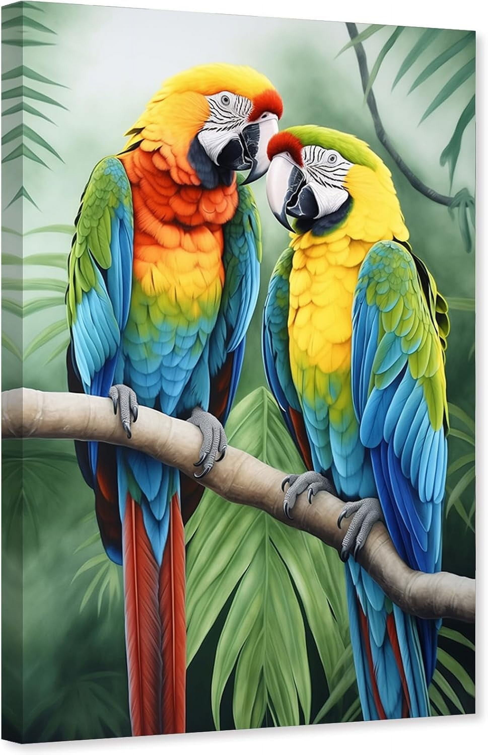 AABERIC Bird Wall Art Colorful Parrot Canvas Tropical Rain Forest ...