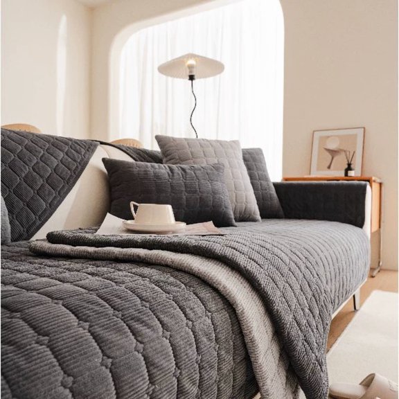 XUELC Anti-Slip Chenille Sofa Slipcover, Thickened Washable Couch Cover for Sectional Furniture, Decorative Protective Sofa Protector for Living Room, Pets