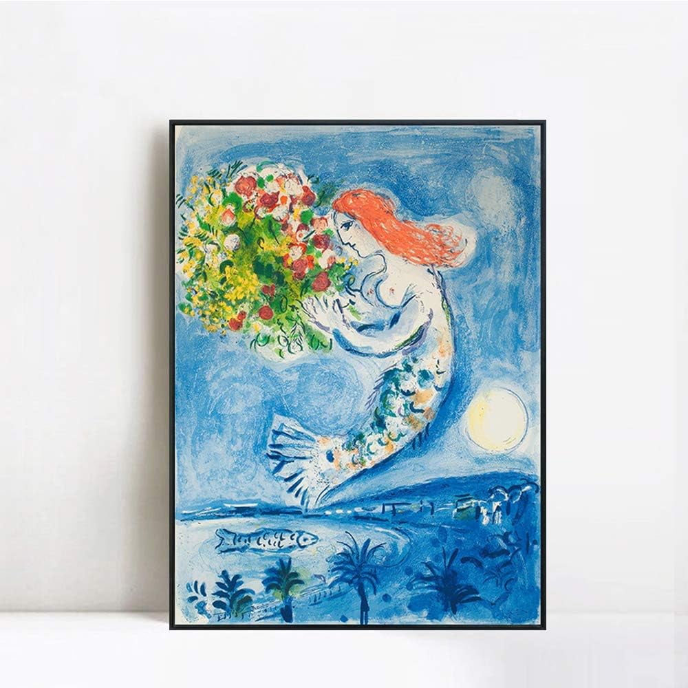 INVIN ART Framed Canvas Print 'Dream' By Marc Chagall, 24x32 Inches
