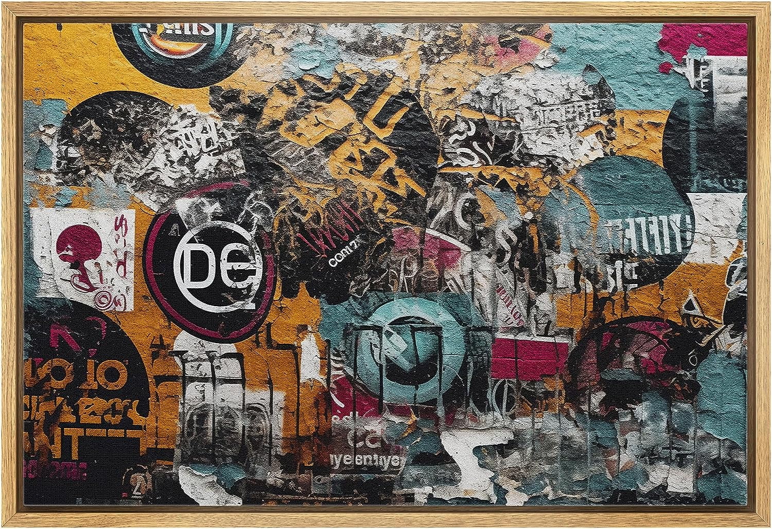 AABERIC Canvas Print Wall Art Banksy Panda with Handguns on Wall Cities ...