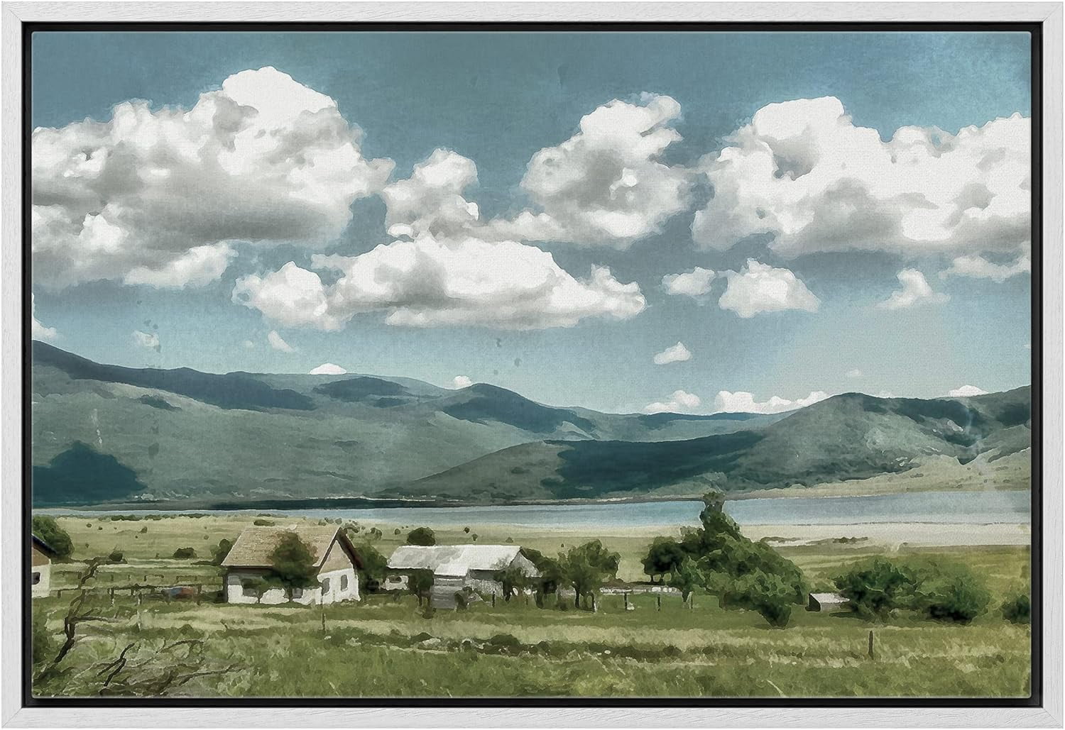 AABERIC Canvas Print Wall Art Howling Wolf on Grunge Black Background Animals Wildlife Digital ...