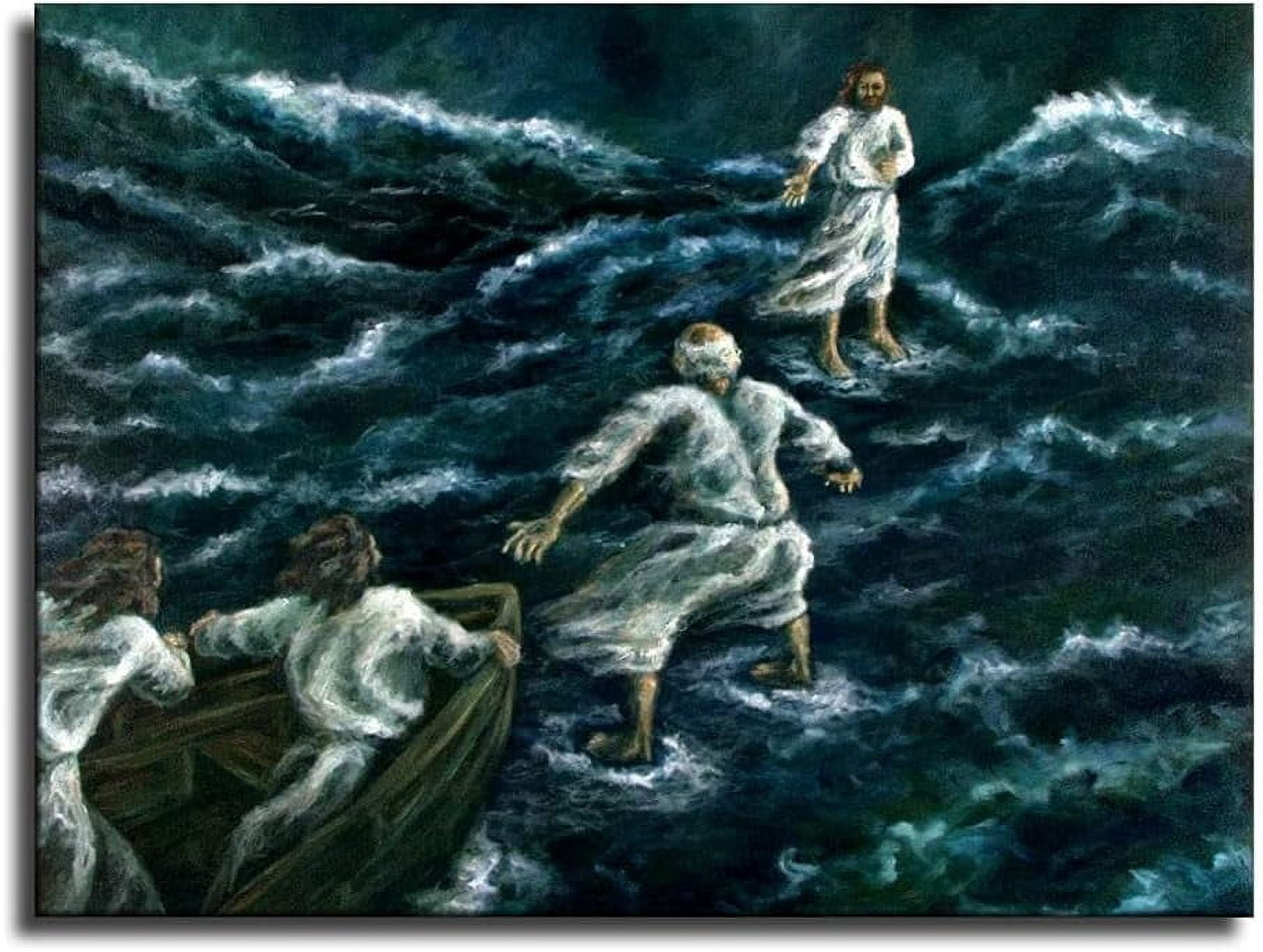 AABERIC Christ Jesus Walking on Water Wall Art Poster Picture Print ...
