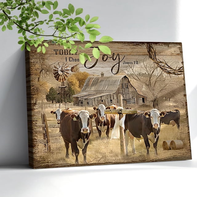 AABERIC Christian Farm Wall Art Farmhouse Cow Barn Country Landscape ...
