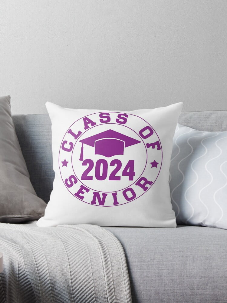 AABERIC Class Of 2024 Senior Sticker Throw Pillow Covers Cases Cushion