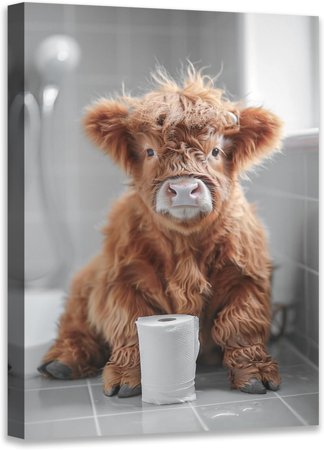AABERIC Cow Bathroom Decor Wall Art Cute Highland Cow Wall Art in ...