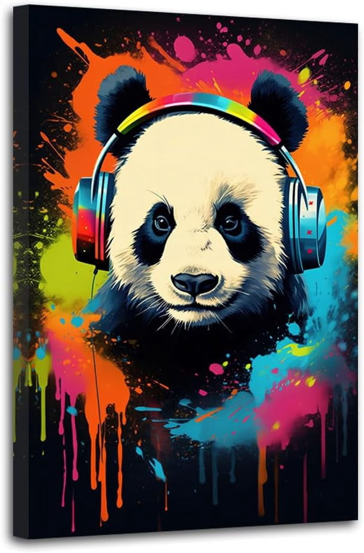 AABERIC Cute Animal Canvas Wall Art Graffiti Panda Paintings Animal ...