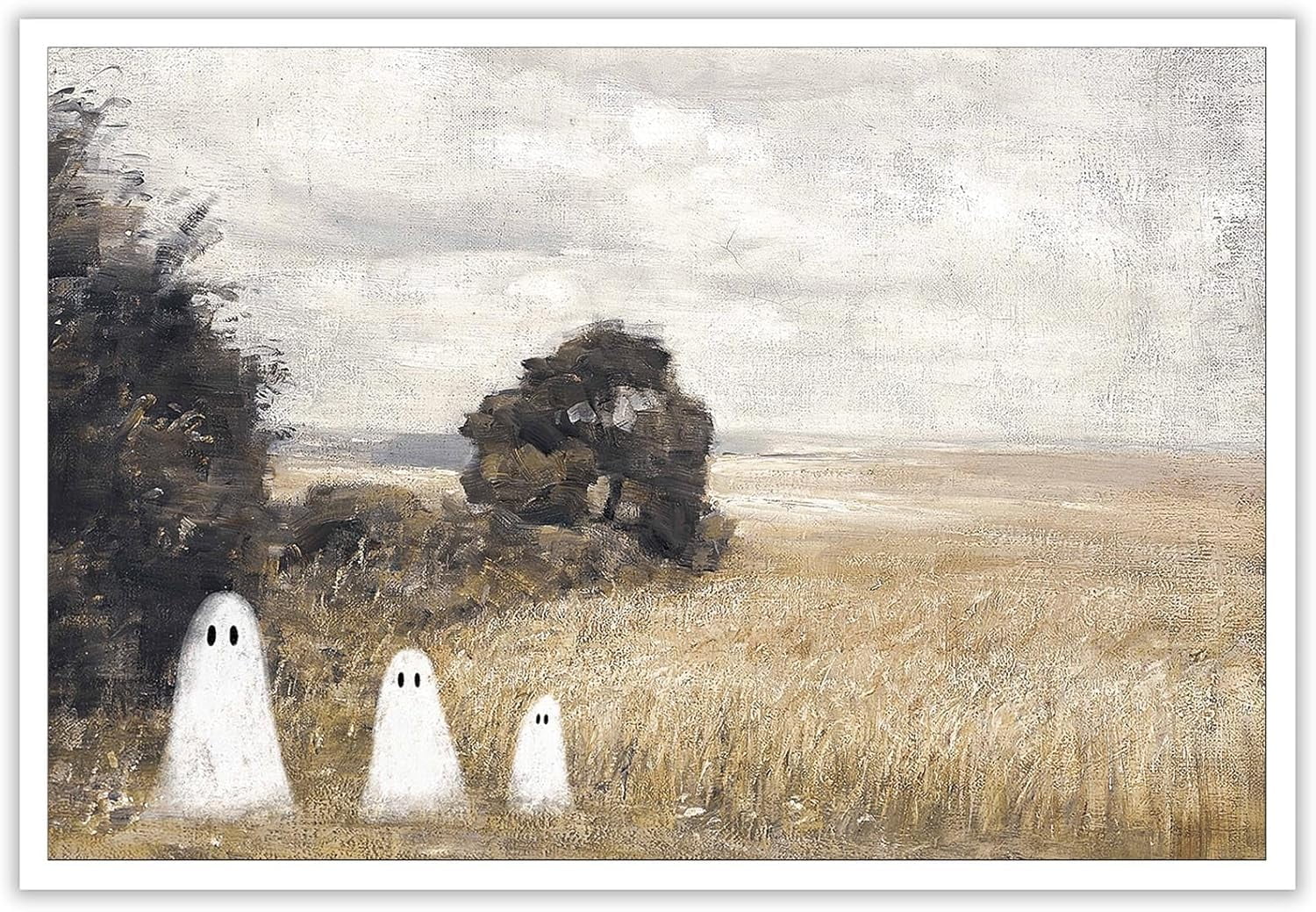 AABERIC Cute Ghost Haunted Forest Canvas Wall Art Funny Spooky Poster ...
