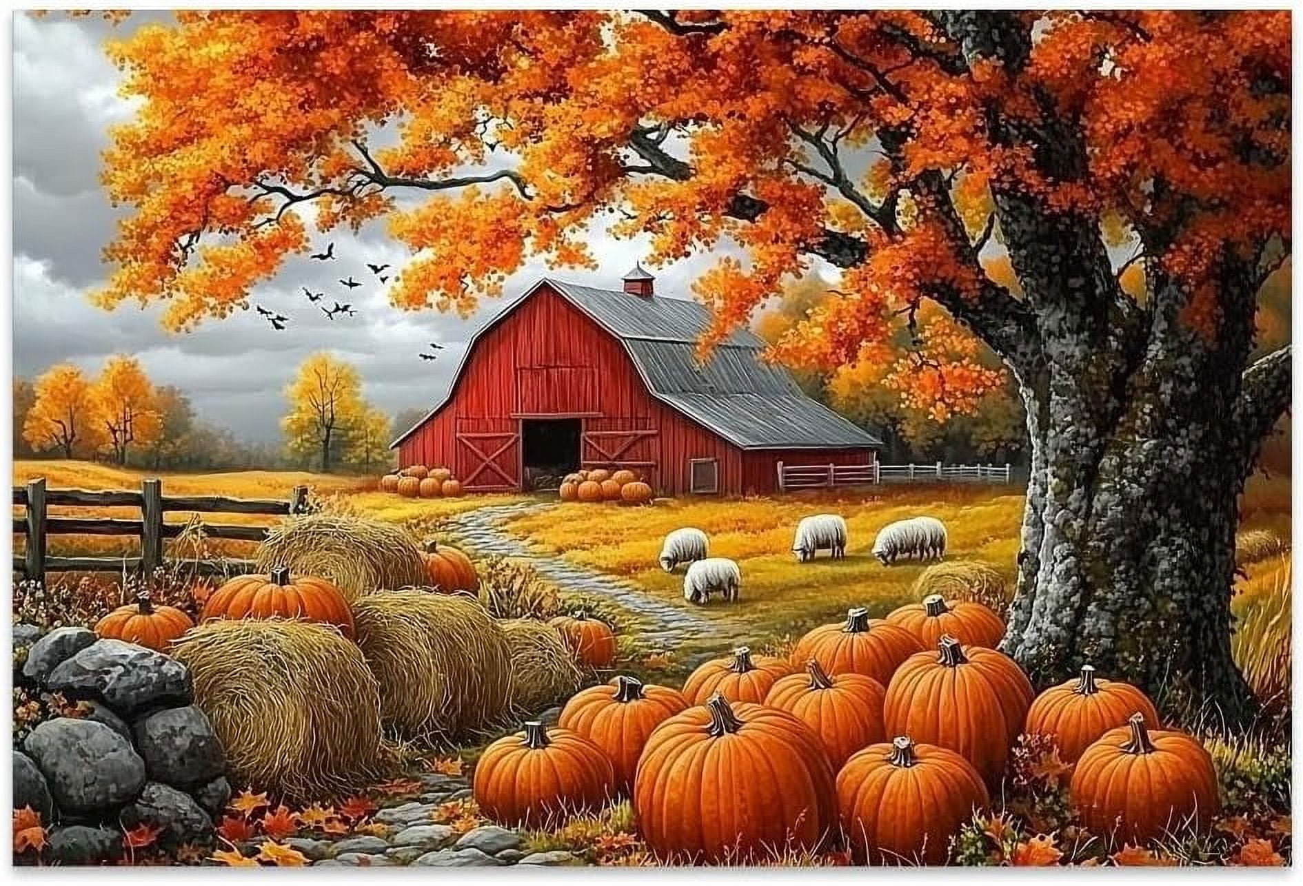 AABERIC Fall Scenery Canvas Wall Art,