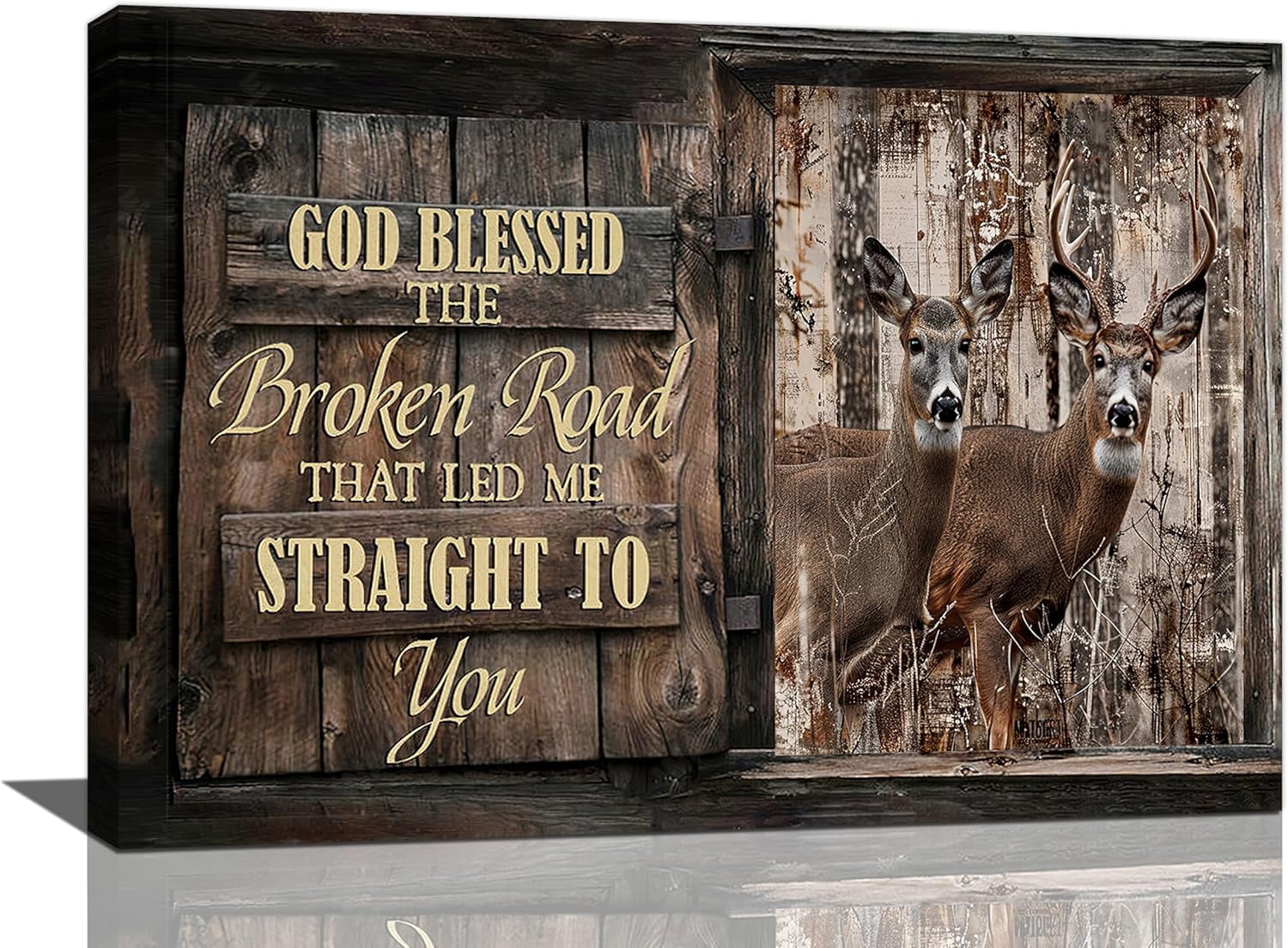 AABERIC Farmhouse Deer Wall Art Rustic Elk Wild Animals Wall Decor ...