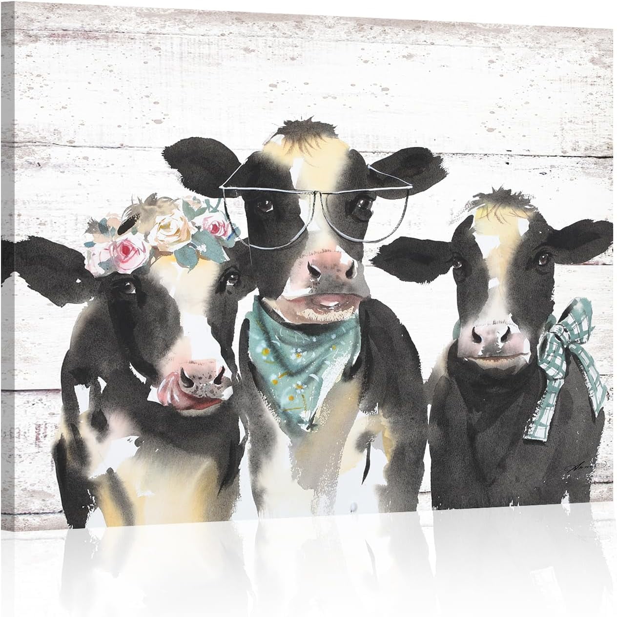 AABERIC Farmhouse Wall Art Cow Paintings Canvas Prints Farm Animal