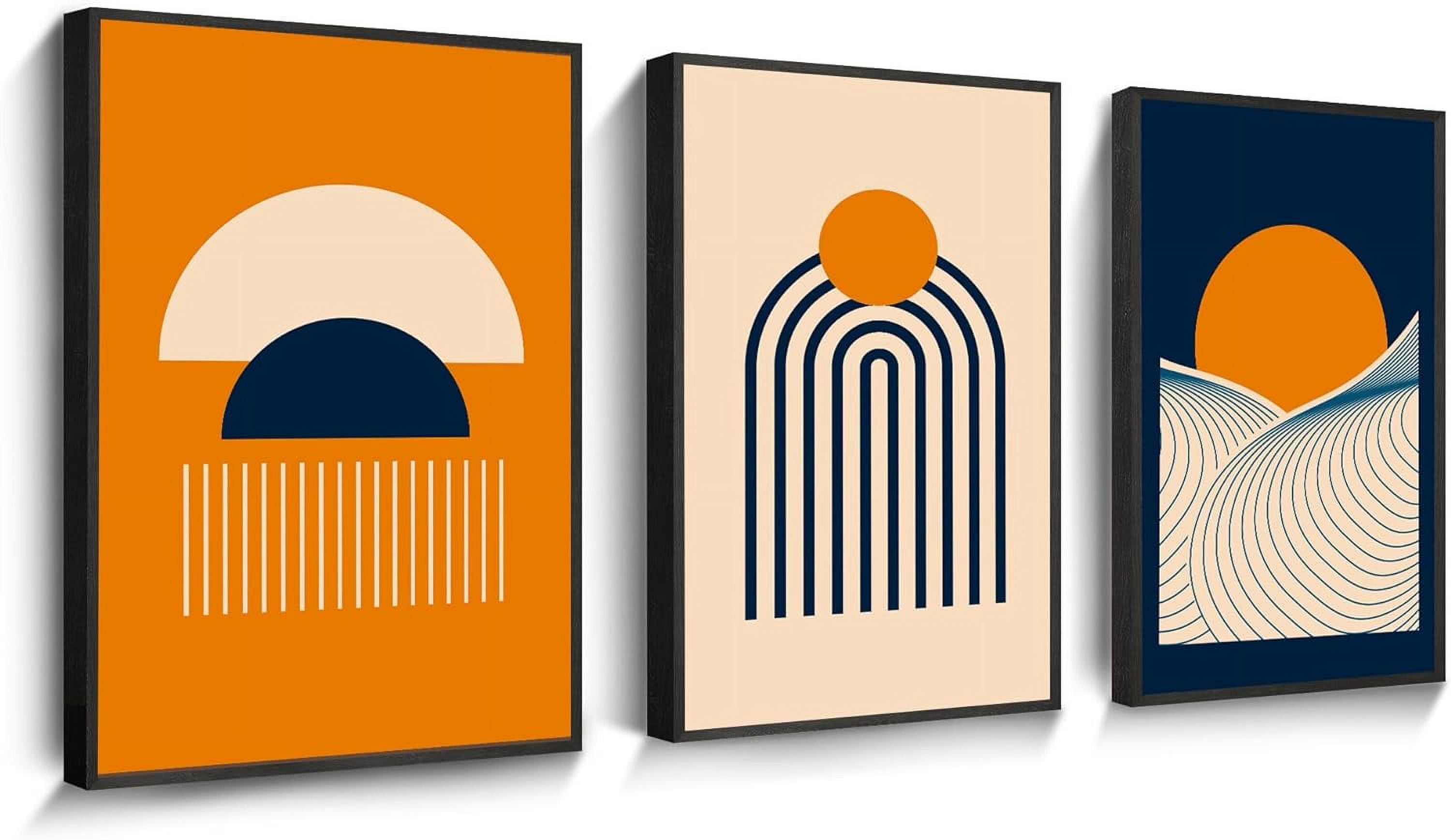 AABERIC Framed Boho Wall Art for Living Room Japanese Wall Decor Navy