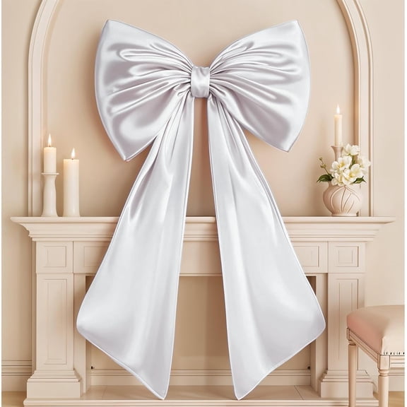 Large Satin Bow Decor-2 Pieces, Reusable Wall Hanging Bow for Wedding Backdrop, Birthday Party, Home Decor