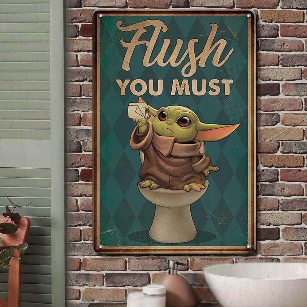 AABERIC Funny Bathroom Metal Tin Sign Bathroom Wall Decor Flush The ...