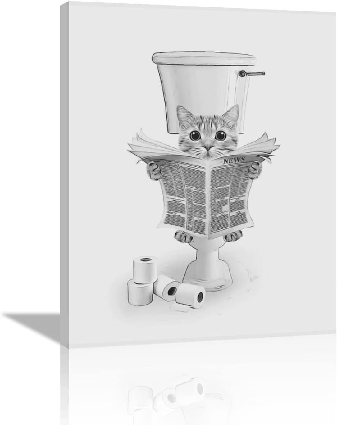 AABERIC Funny Cat Bathroom Wall Art Black And White Cat Pictures Wall aaberic-funny-cat-bathroom-wall-art-black-and-white-cat-pictures-wall