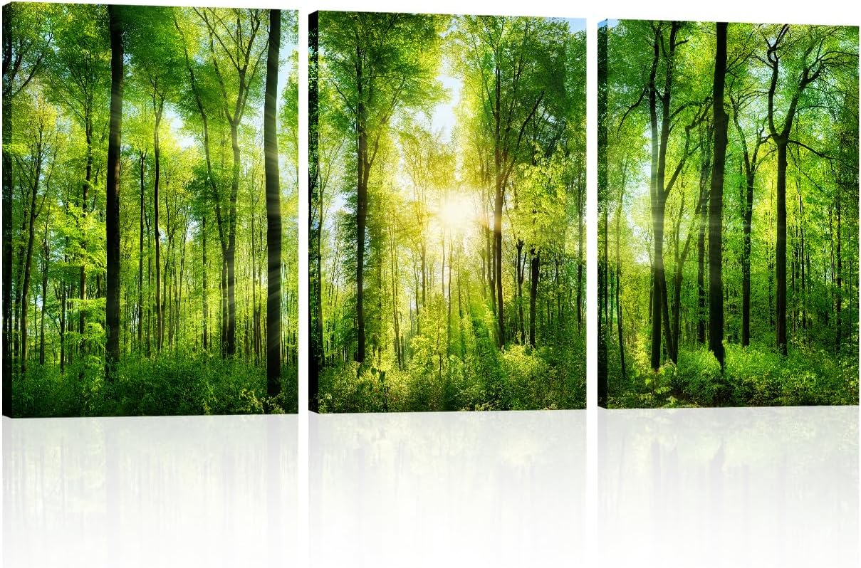 AABERIC Green Forest Canvas Wall Art Large Nature Wall Art Tree