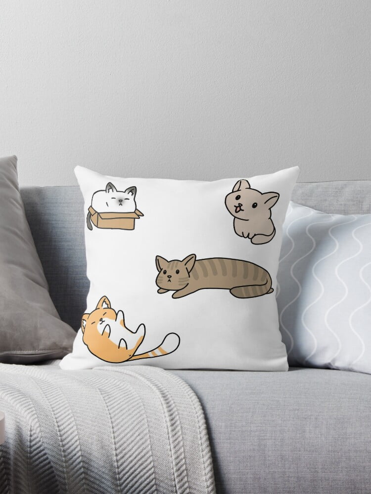 AABERIC Group of Cute Cats Throw Pillow Covers Cases Cushion Cover Case ...