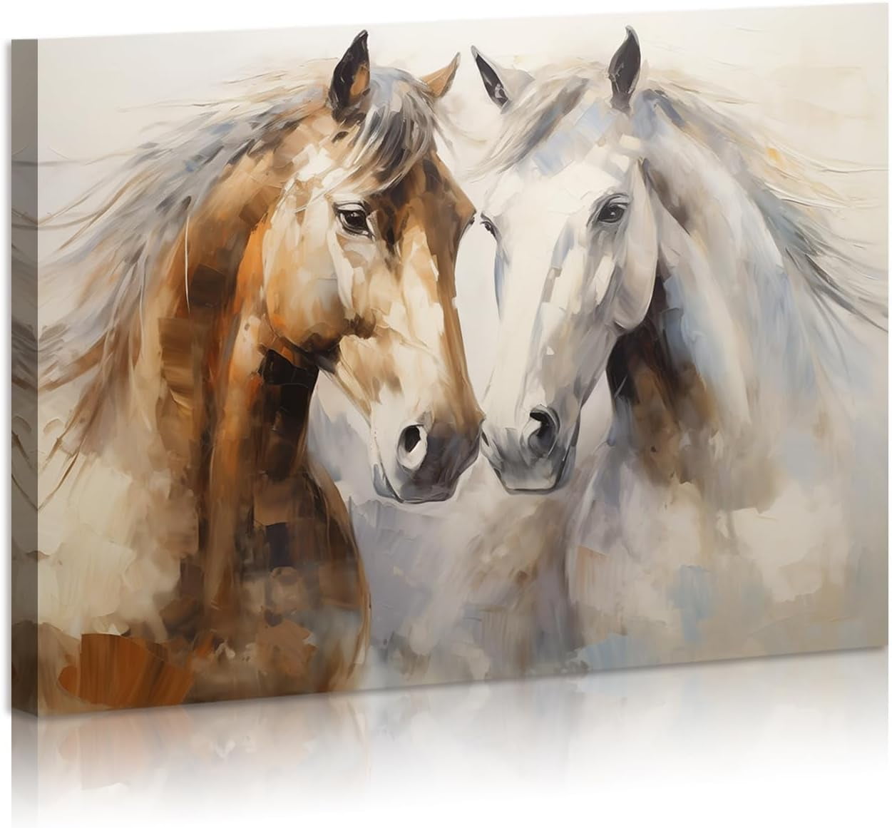 AABERIC Horse Canvas Wall Art Brown Painting Farmhouse Decor Vintage ...