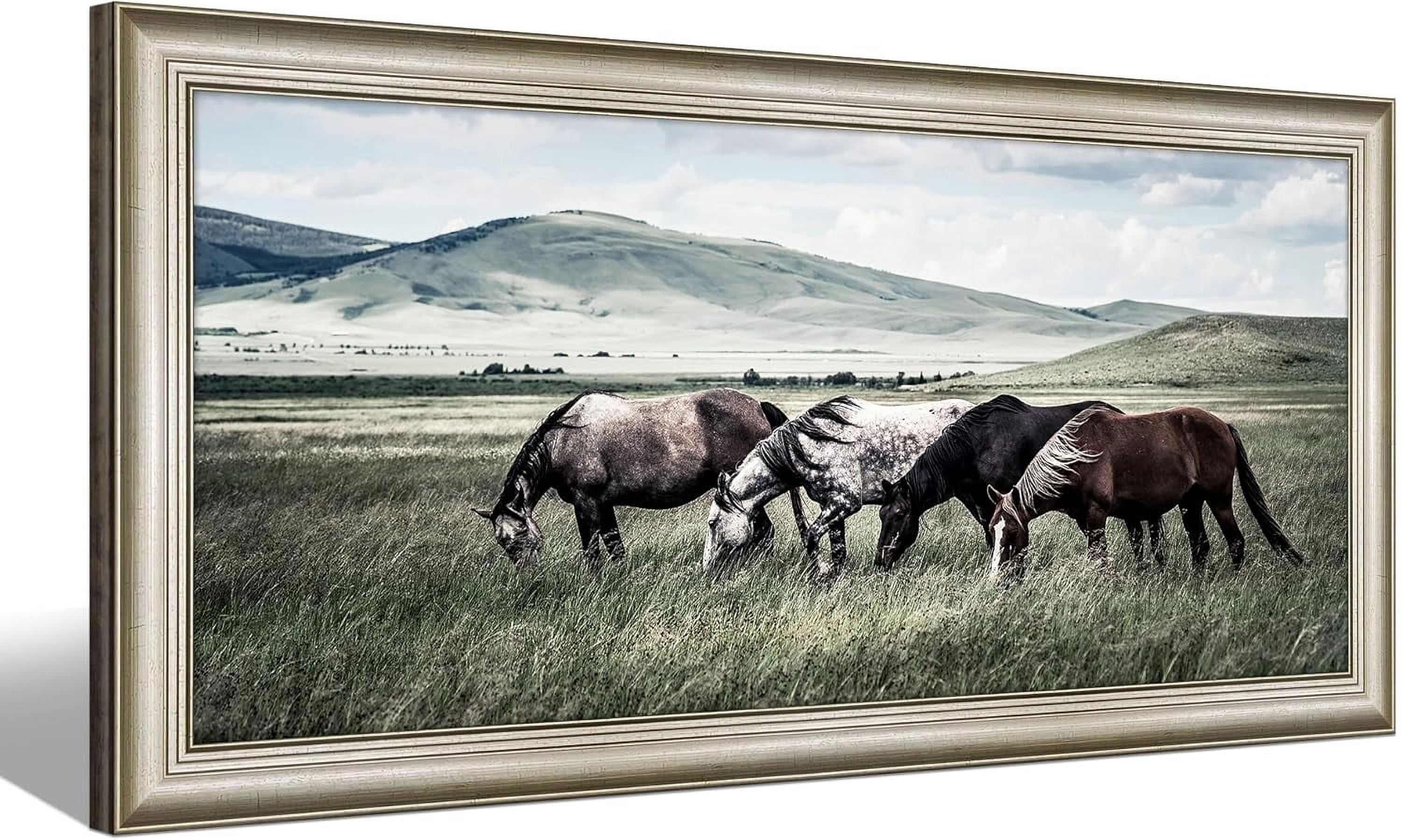 AABERIC Horse Canvas Wall Art Print: Western Brown and White Horses ...