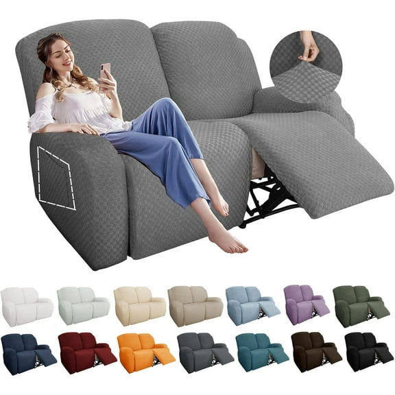Joqmia Stretch Recliner Slipcover, Jacquard Fabric Recliner Sofa Cover with Elastic Bottom, Furniture Protector Fits Most Reclining