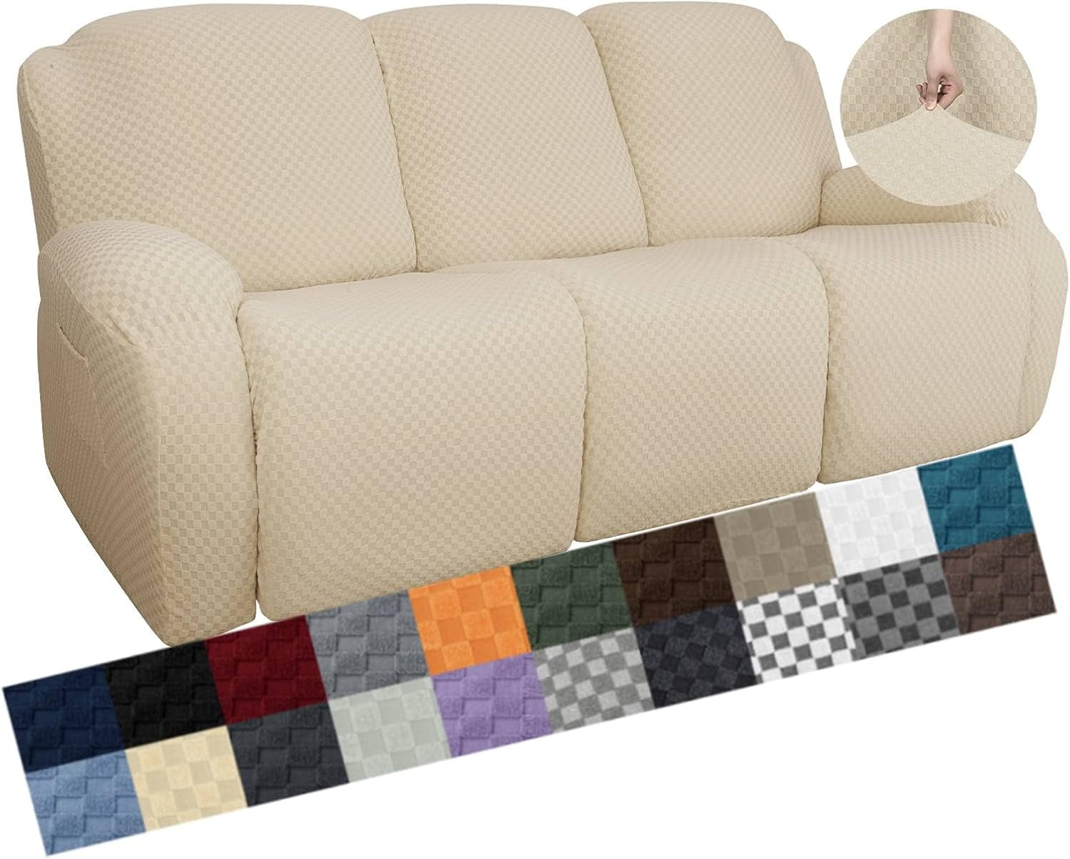 Joqmia Stretch Recliner Slipcover, Jacquard Fabric Recliner Sofa Cover with Elastic Bottom, Furniture Protector Fits Most Reclining
