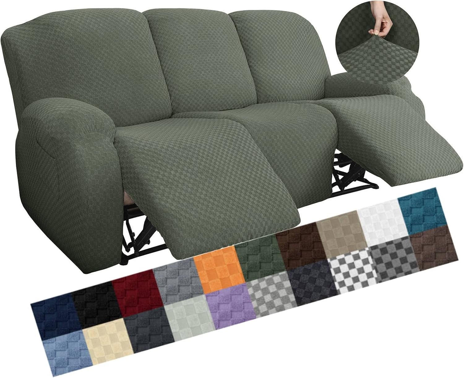 Joqmia Stretch Recliner Slipcover, Jacquard Fabric Recliner Sofa Cover with Elastic Bottom, Furniture Protector Fits Most Reclining