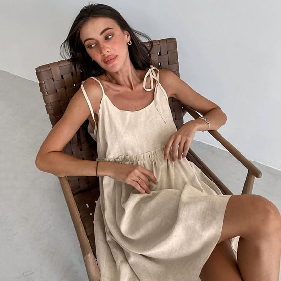 Women's Summer Dress - Sleeveless Spaghetti Strap Midi Dress, U-Neck, Adjustable Straps