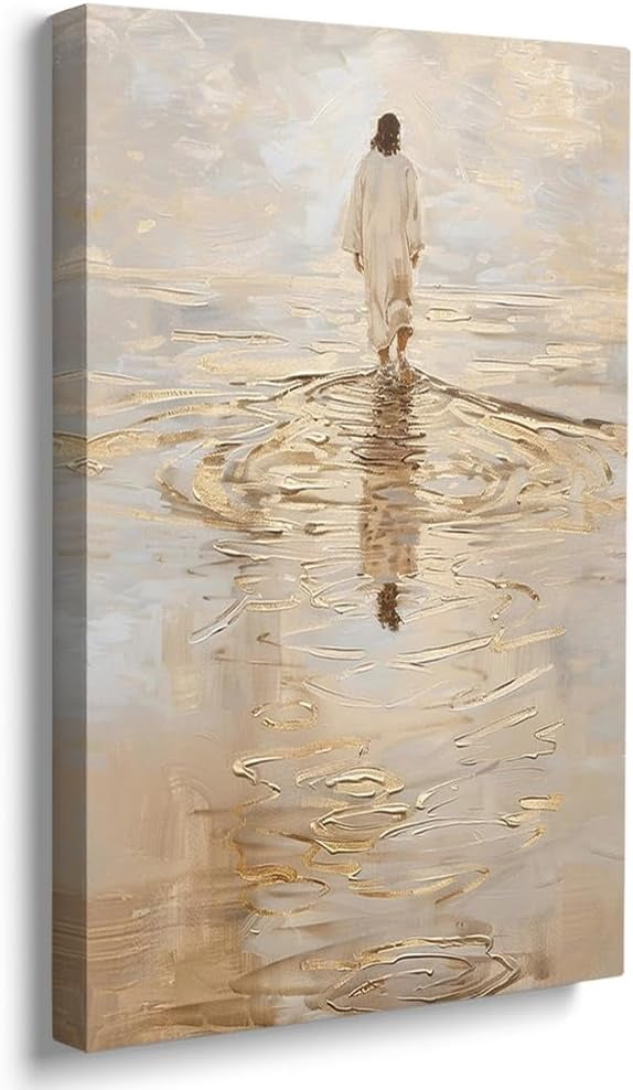 AABERIC Jesus Christ Walking on Water Portrait Christian Wall Art for ...