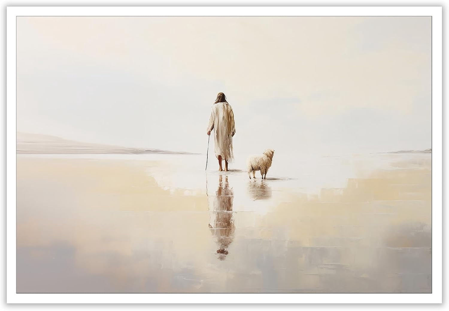 AABERIC Jesus With The Sheep Canvas Print Bible Horizontal Wall Art ...