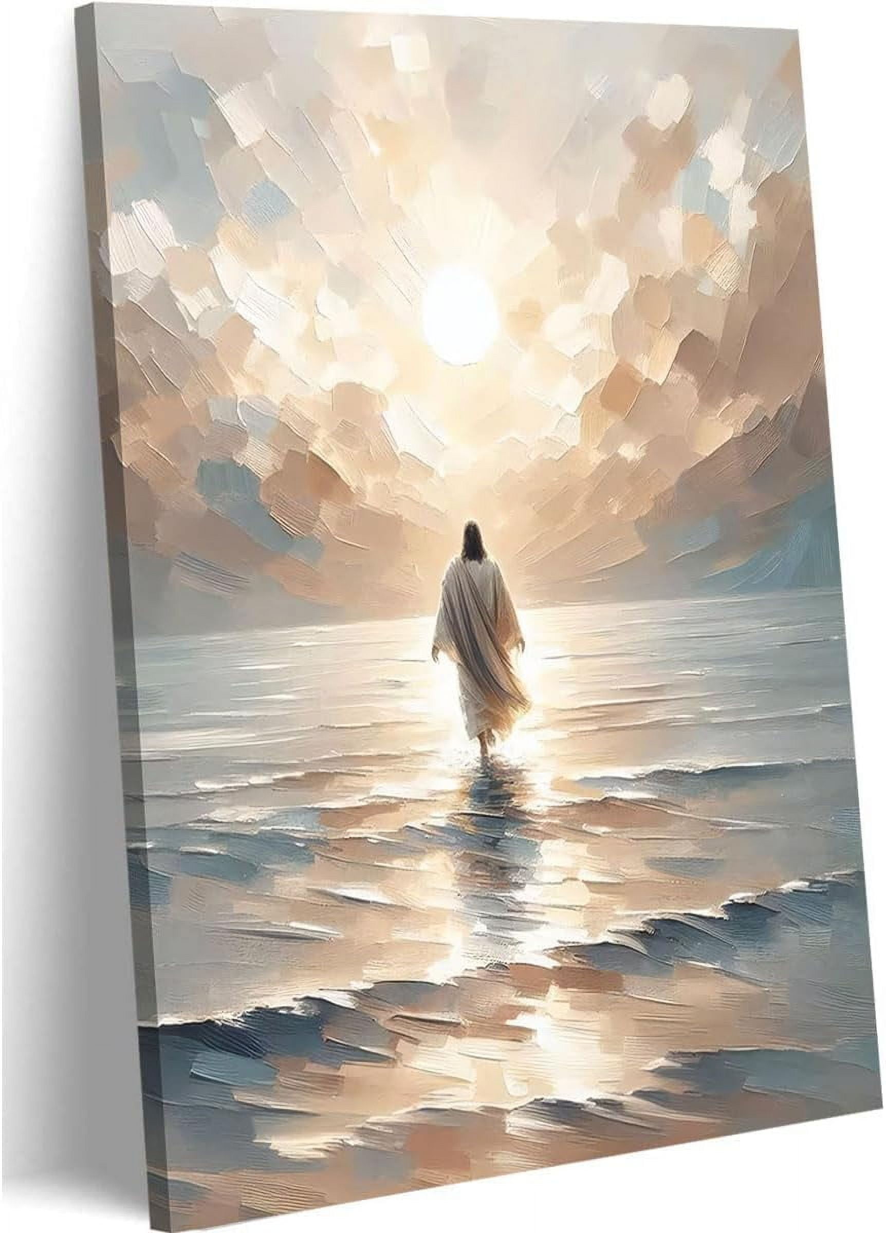 AABERIC Jesus Walking on Water Canvas Wall Art Jesus Walking on Water ...