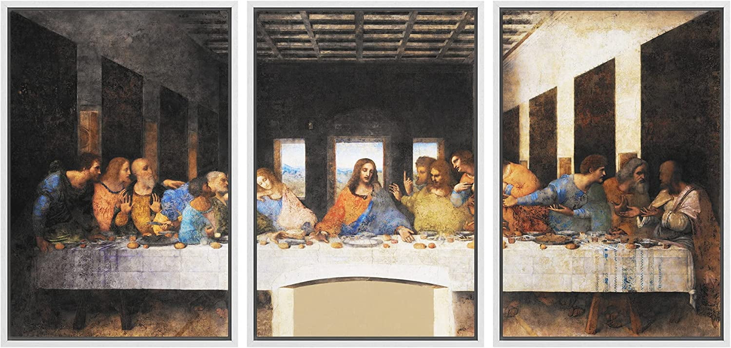 AABERIC - Last Supper Leonardo Da Vinci - Framed Canvas Art Wall Art ...