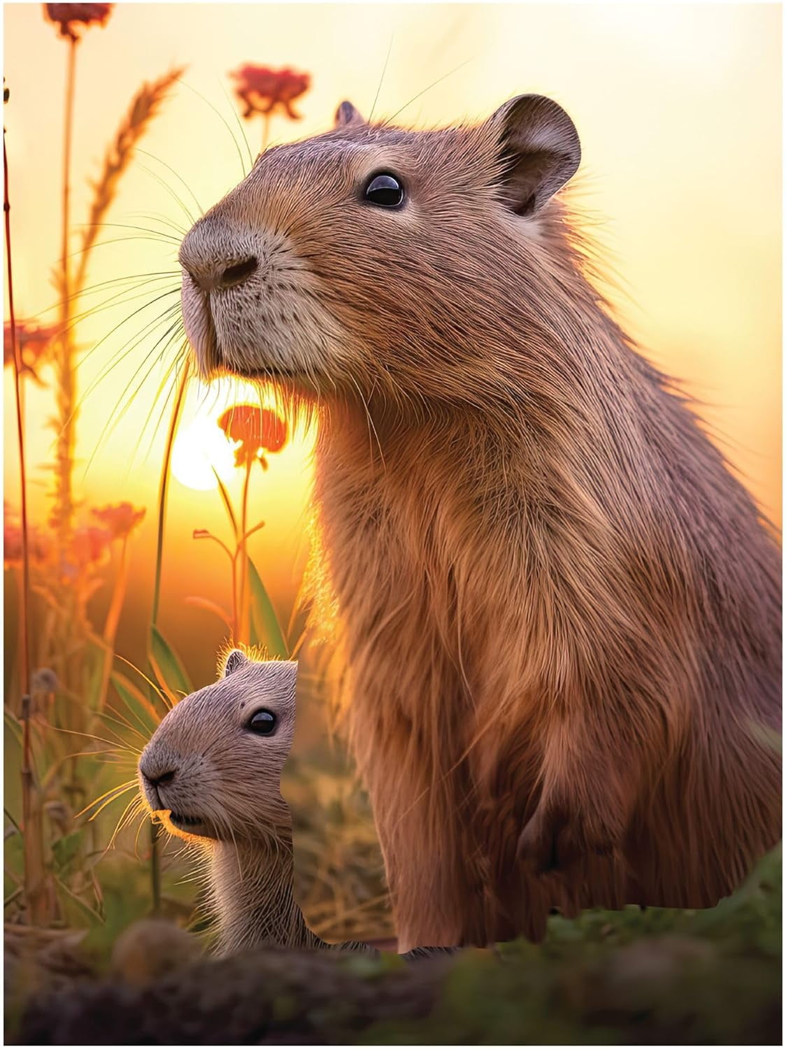 Capybara Rabbit Cat AABERIC Lenticular Wall Art Prints - Cute Capybaras from Deluxebase ...