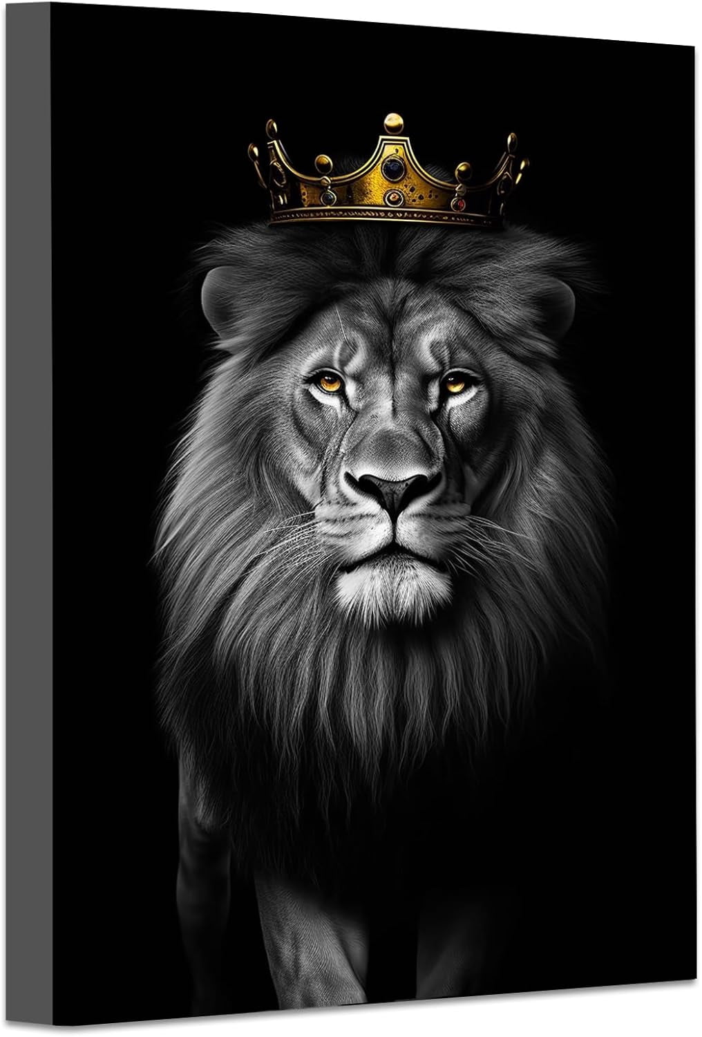 AABERIC Lion King with Gold Crown Canvas Wall Art African Wild Animals ...