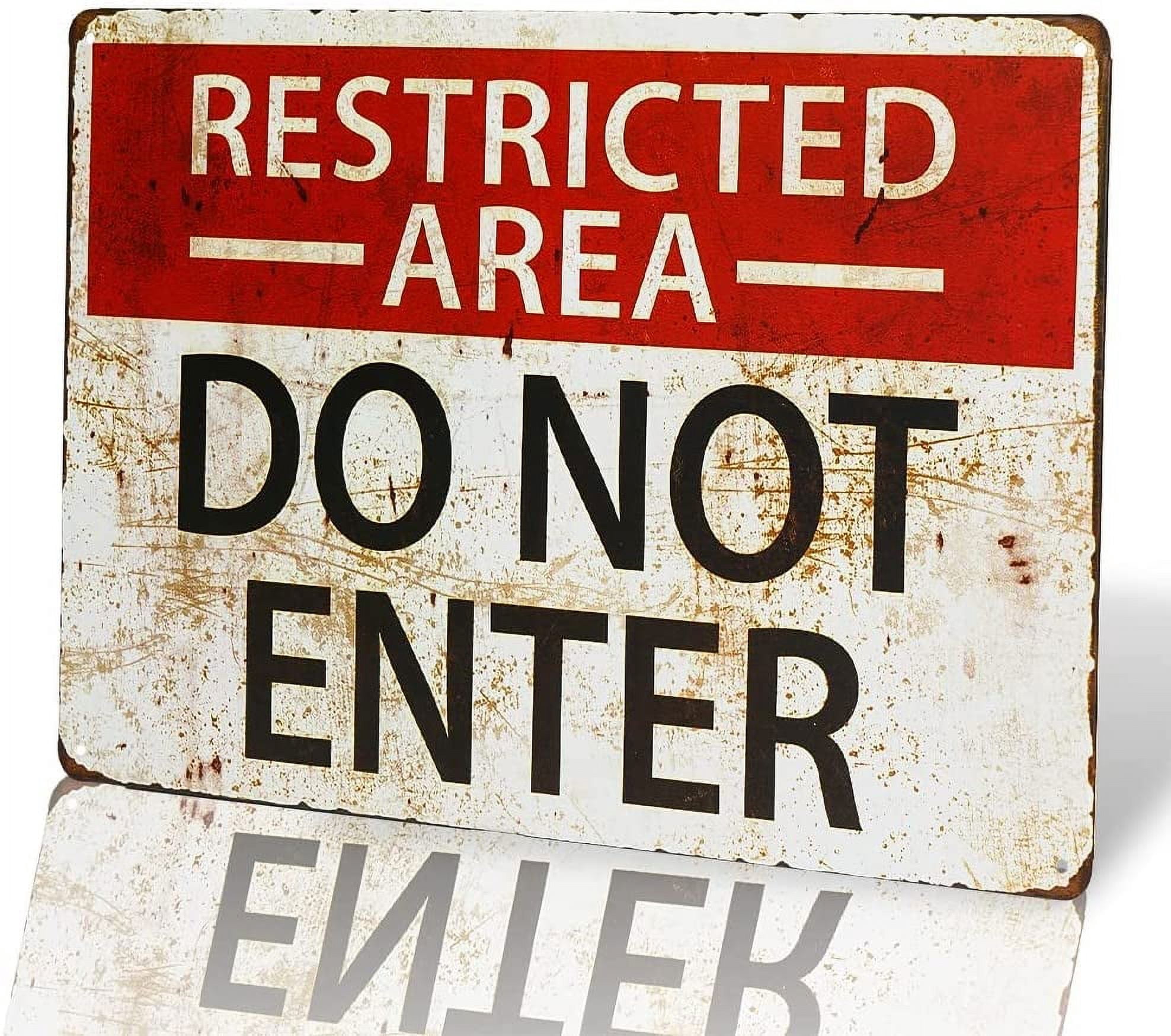 Targa In Metallo Vintage 'Warning Restricted Military Area 51' – 20x30 Cm, Con Fori, Decorazione Da Parete - 4