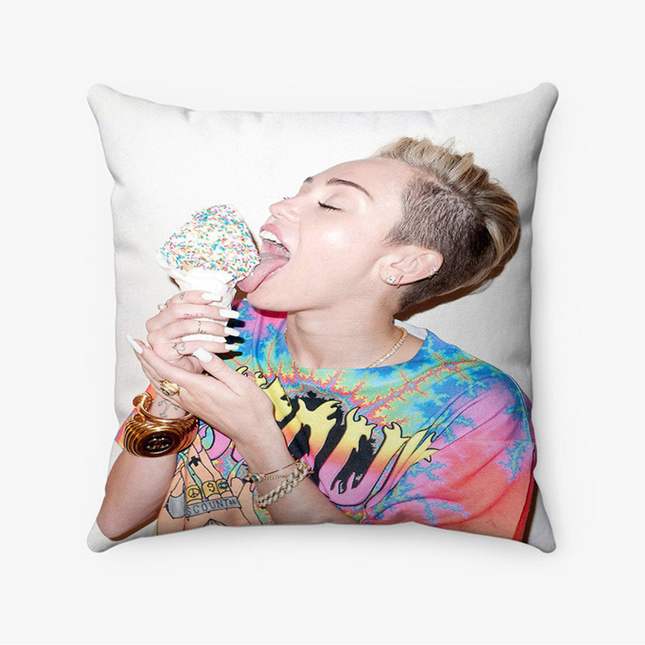 AABERIC Miley Cyrus Ice Cream Custom Decorative Cushion Bed Sofa Throw ...