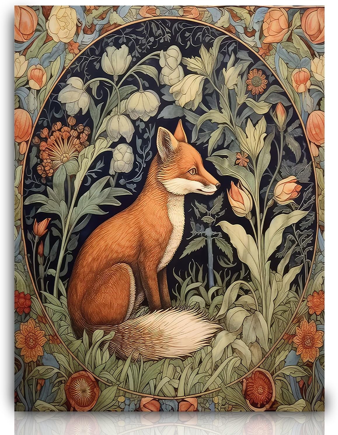 AABERIC Nordic Rustic William Morris Fox Wall Art Cute Fox Print Painting,Vintage Animal Wall ...