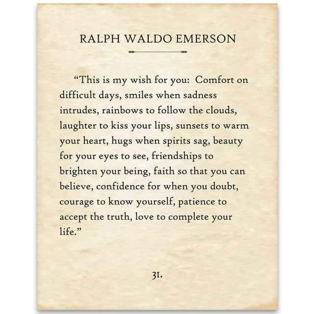 AABERIC Ralph Waldo Emerson This is My Wish For You Typography Book