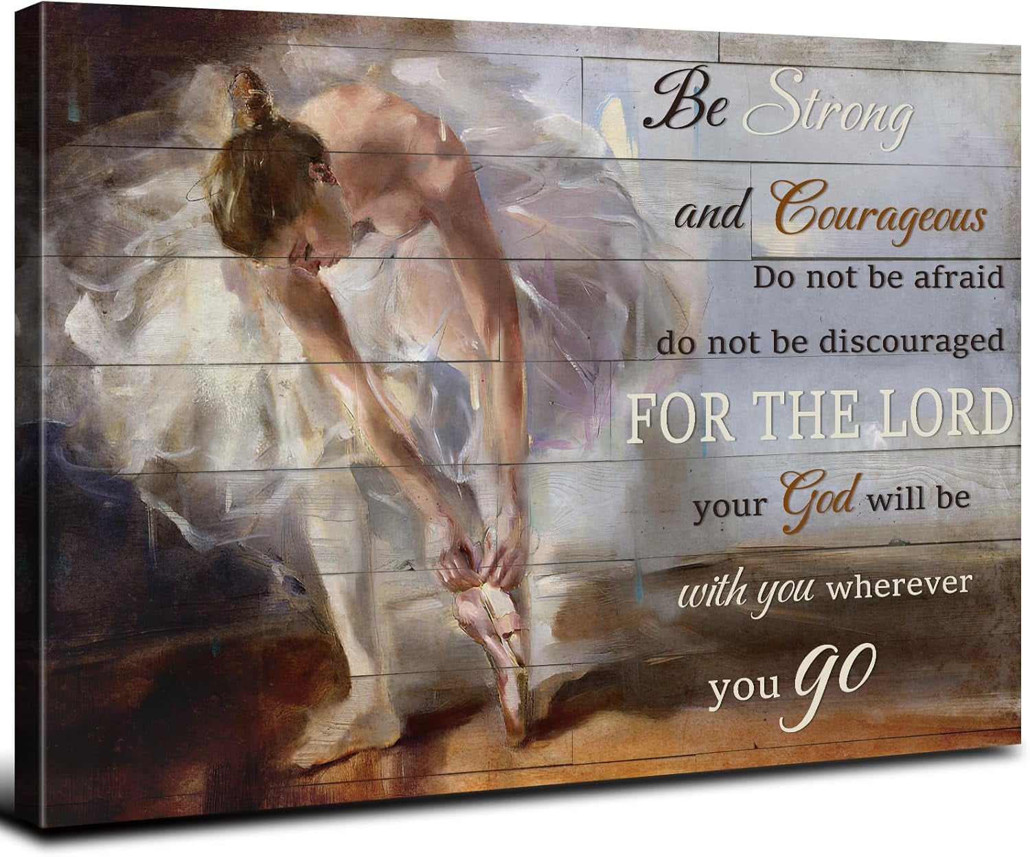 Scripture Dancing AABERIC Be Strong and Courageous Canvas Wall Art Ballerina Dancers ...