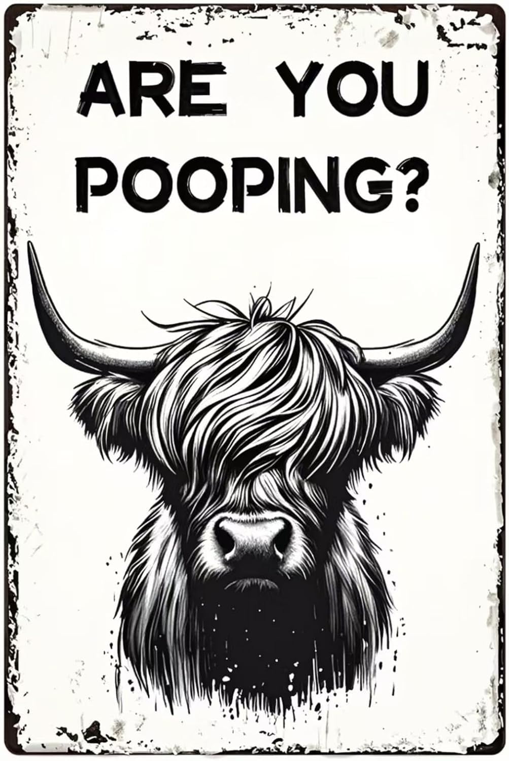 CREATCABIN Are You Pooping Targa in Metallo Gatto Nero Bagno Ferro Segno Poster Retro Vintage Impermeabile per Toilette Toilette Parete Casa caffè Bar Pub Regalo Targa Decor 20x30cm