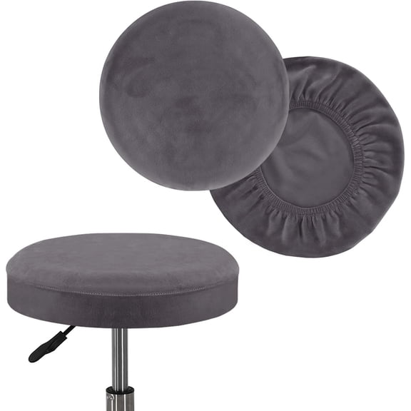 2 Pack Stretch Velvet Bar Stool Covers - Round Elastic Seat Slipcovers for 16-18" Diameter, Washable