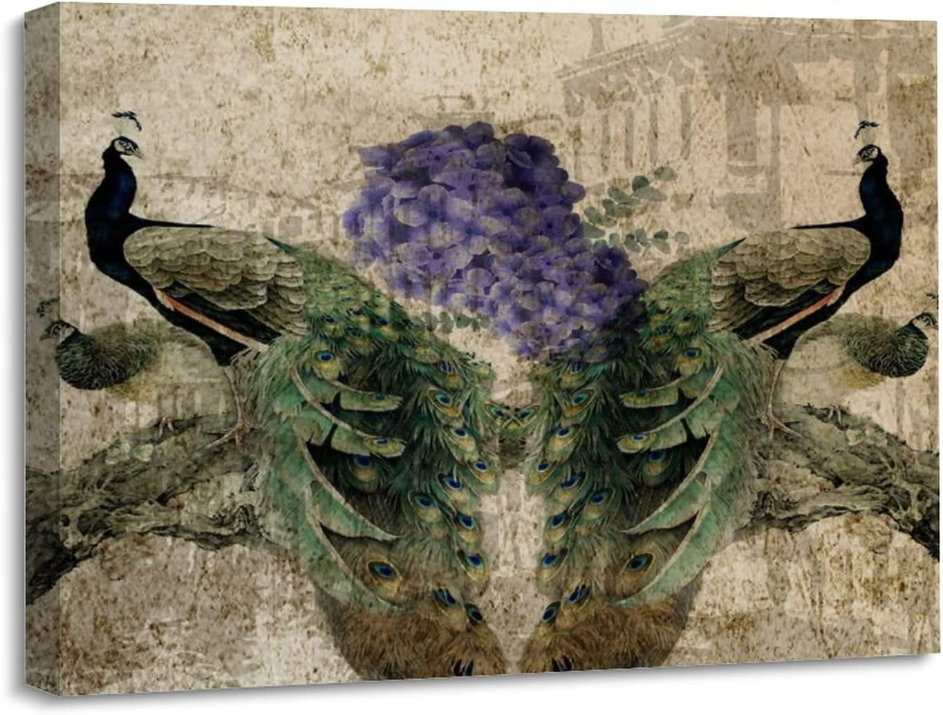 aaberic-wall-prints-nostalgic-peacock-canvas-print-wall-art-peacock