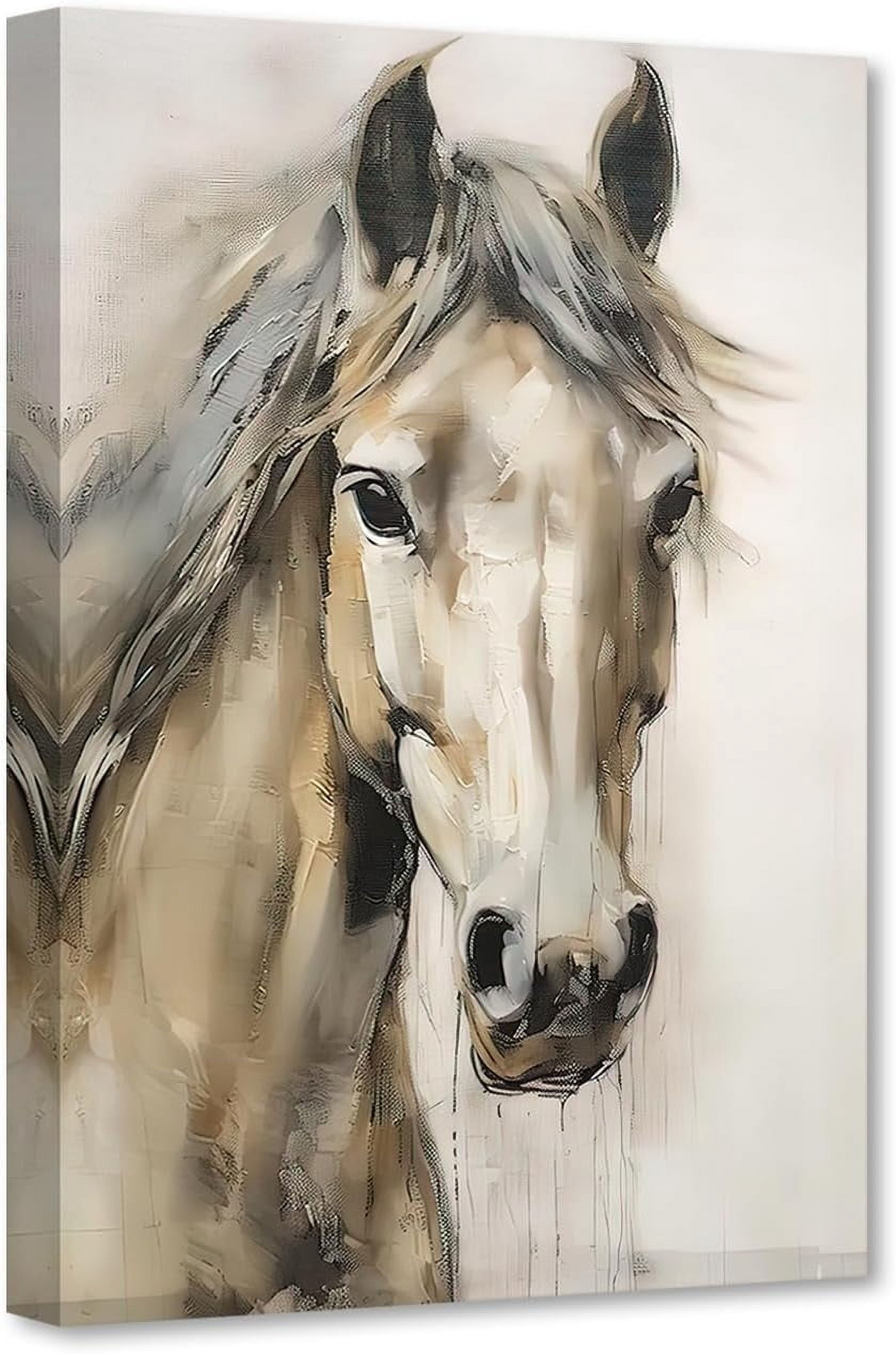 AABERIC White Horse Canvas Wall Art Horse and Pink Floral Picture ...
