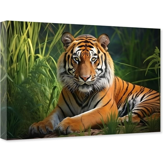 AABERIC White Tiger Canvas Wall Art Bengal Tiger Picture Print Black and White Animal Painting for Office Home Decor Unframed 11x14 Inch